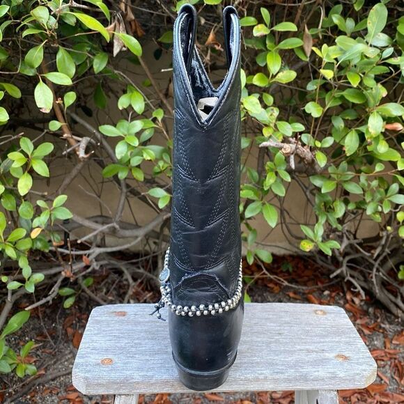 New Hand Made Western Black & Silver Circle Boot Charm or Double Wrap Bracelet - Picture 8 of 10